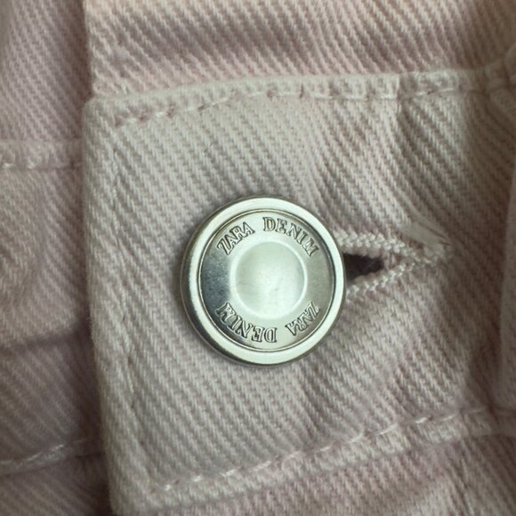 Zara Womens light Pink Paperbag Waist Jeans Size 28 highwaist zip button nwot - Picture 12 of 13